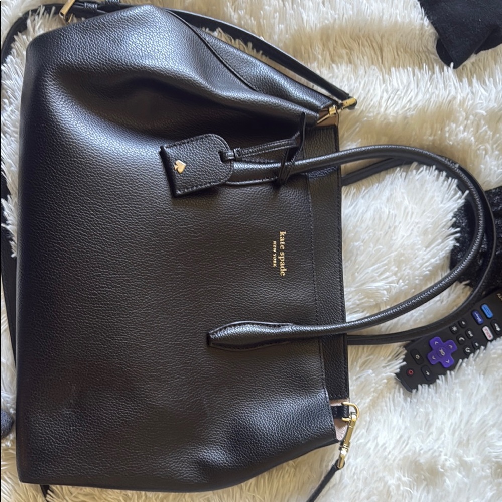 Dark Chocolate Leather Tote with Structured Design and Top Handles